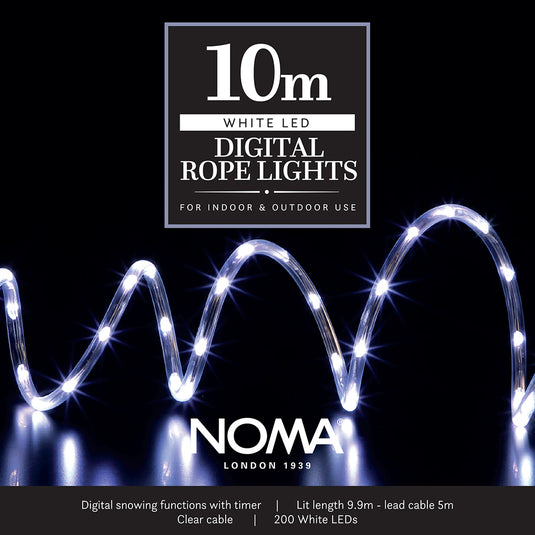 10m White Micro Snowing Rope Cable Light - 400 LEDs