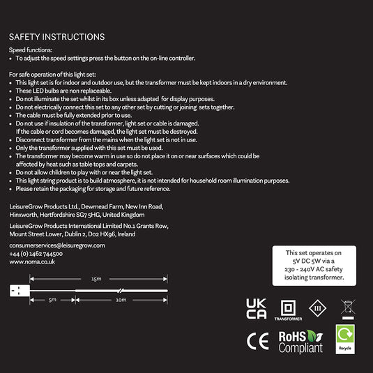 10m Multicolour Micro Snowing Rope Cable Light - 400 LEDs