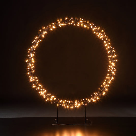 90CM Black Metal Standing Wreath With 320 LEDS