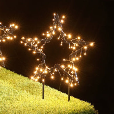 Set of 3 Black Metal Star Stake Lights - 240 LEDs