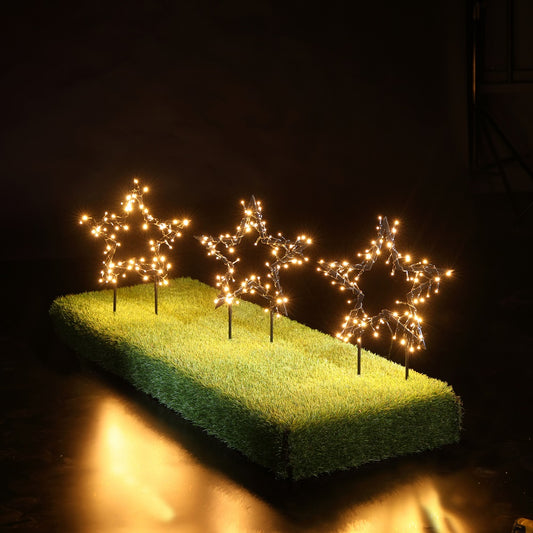 Set of 3 Black Metal Star Stake Lights - 240 LEDs