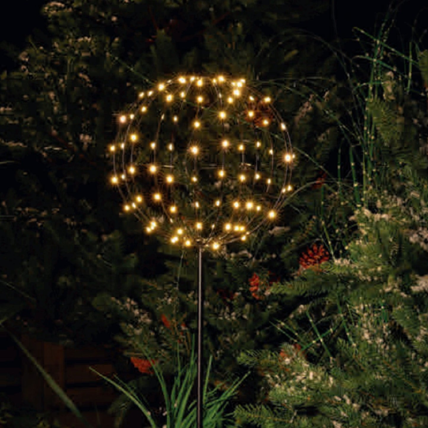 25CM Globe Metal Stake With Warm White LEDS - Connectable