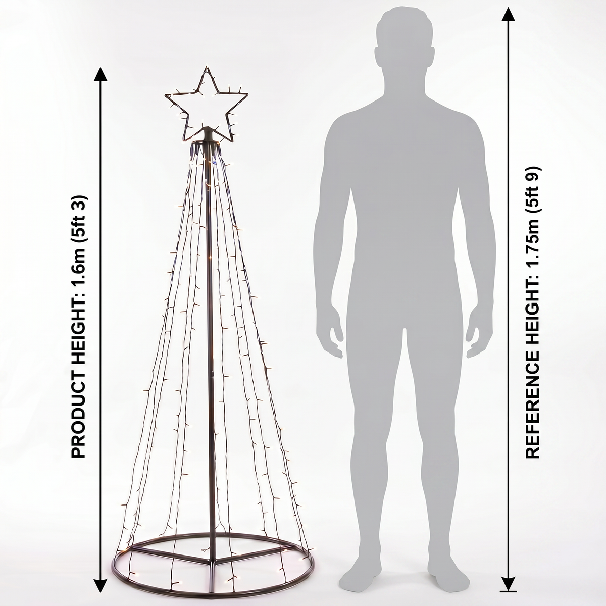 Paris By Night - Cone Tree With Star (1.6m)