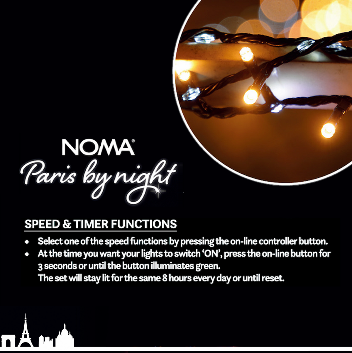 Paris By Night - Cone Tree With Star (1.6m)