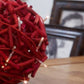 20cm Warm White Red Rattan Ball - 32 LEDs