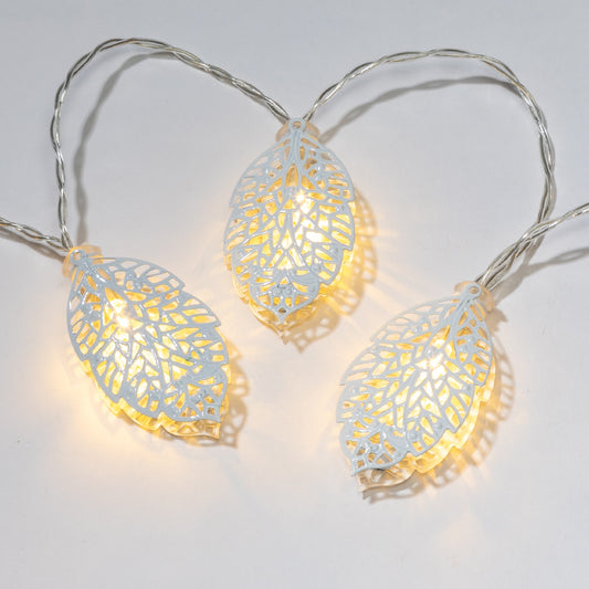 1.9m Warm White Metal Leaf Light Chain - 10 LEDs