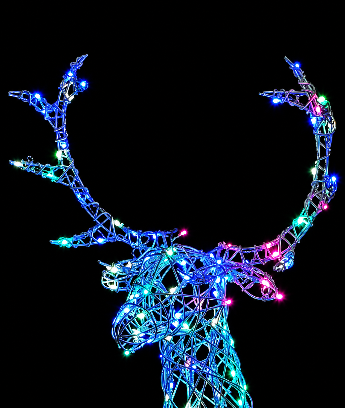 1.4M Colour Changeable White Rattan Woburn Stag - 300 LEDs