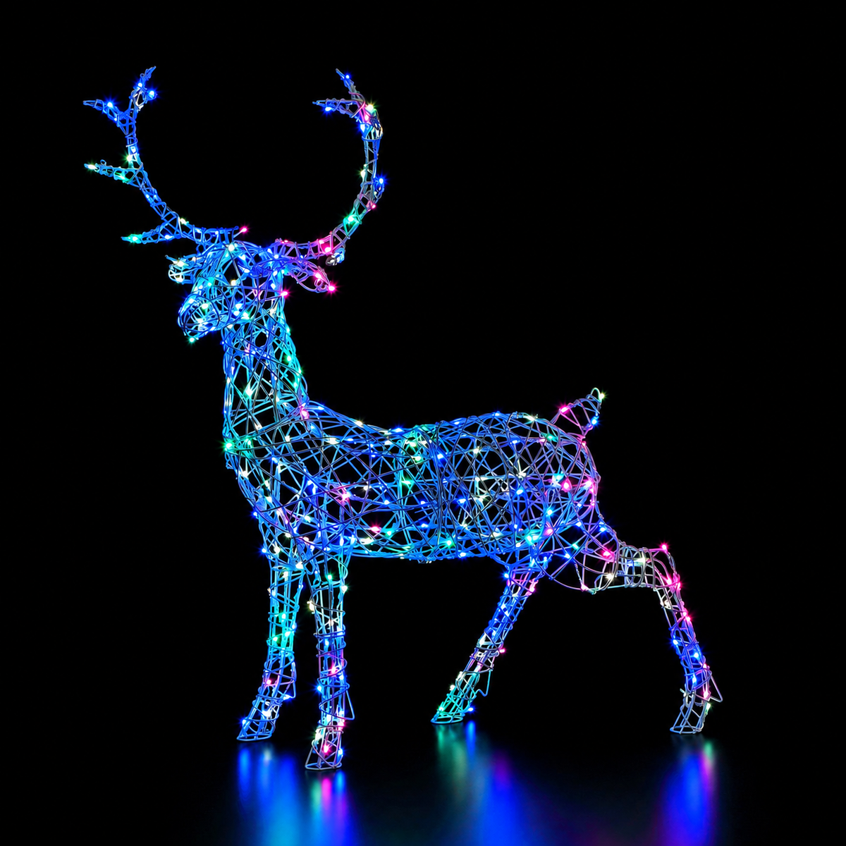 1.4M Colour Changeable White Rattan Woburn Stag - 300 LEDs