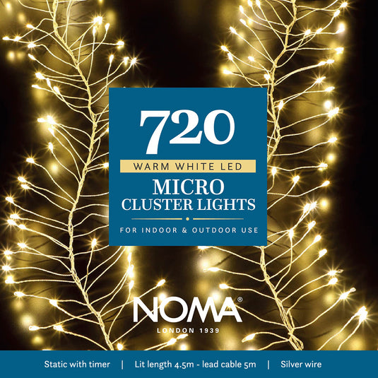 720 Warm White Micro Cluster Lights With Silver Wire