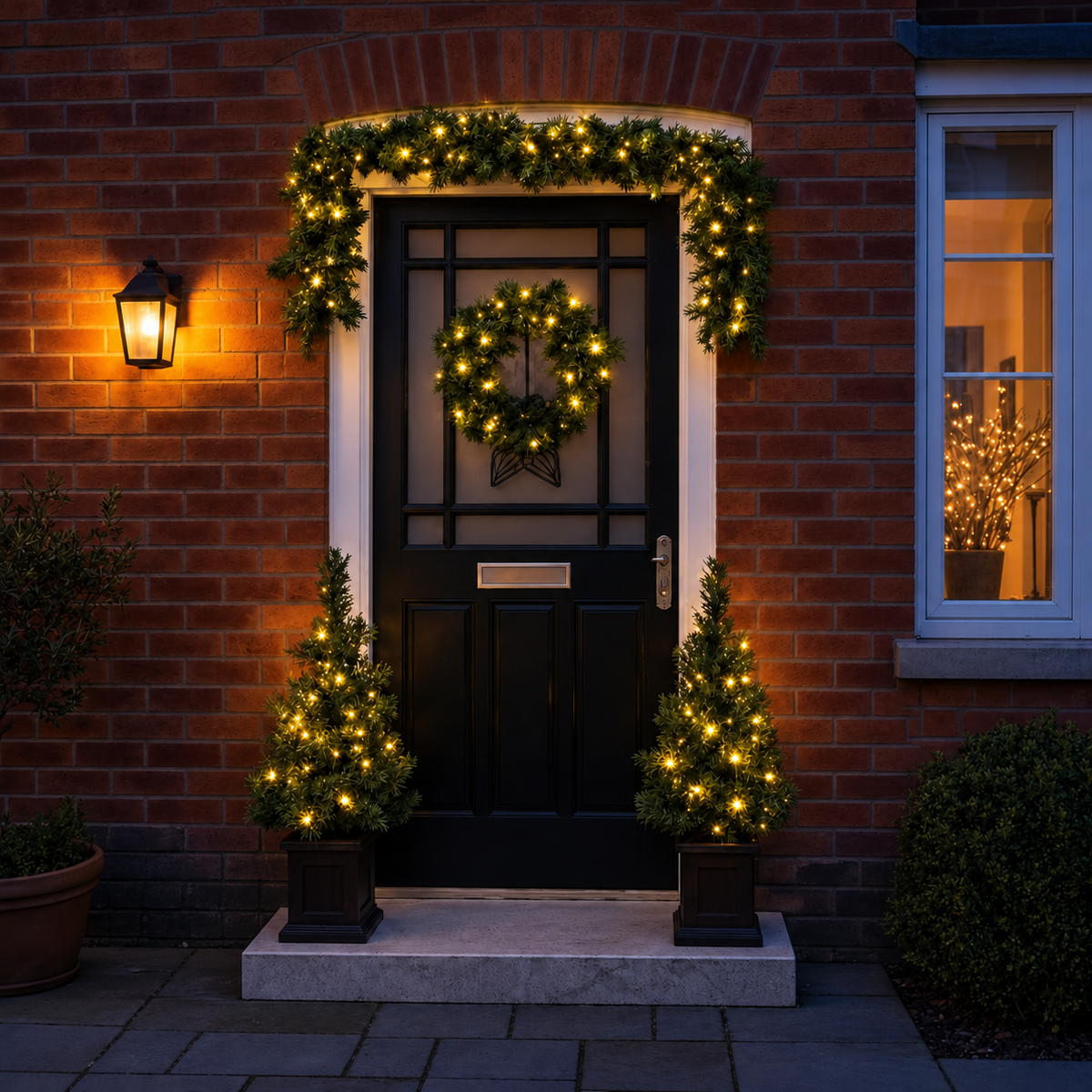 Colour Changeable Door Set with Wreath, Garland and 2 Trees - 200 LEDs