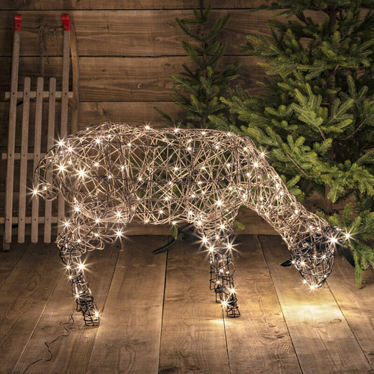 75CM Warm White Grzing Brown Wicker Sheep