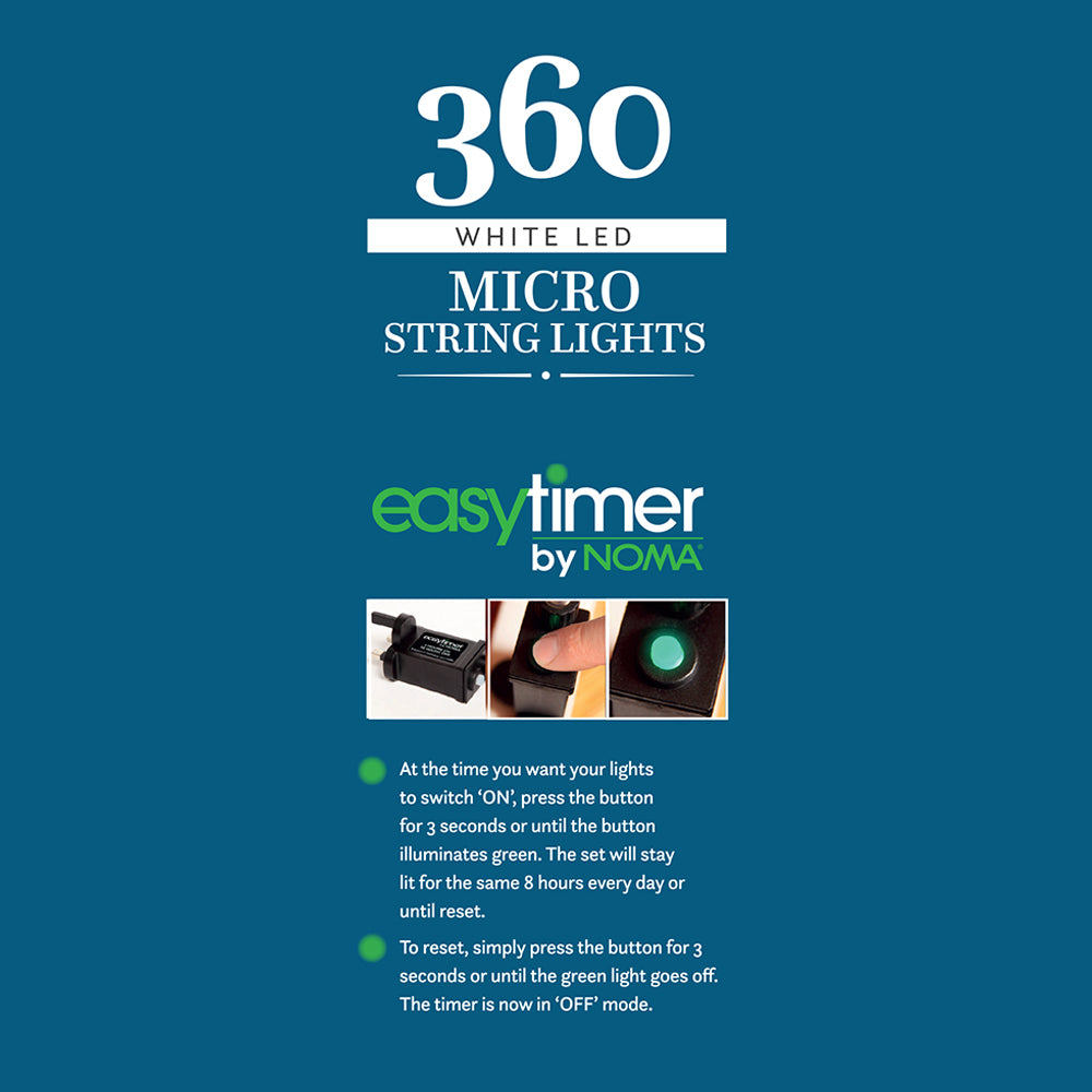 360 White Micro String Lights with Green Cable