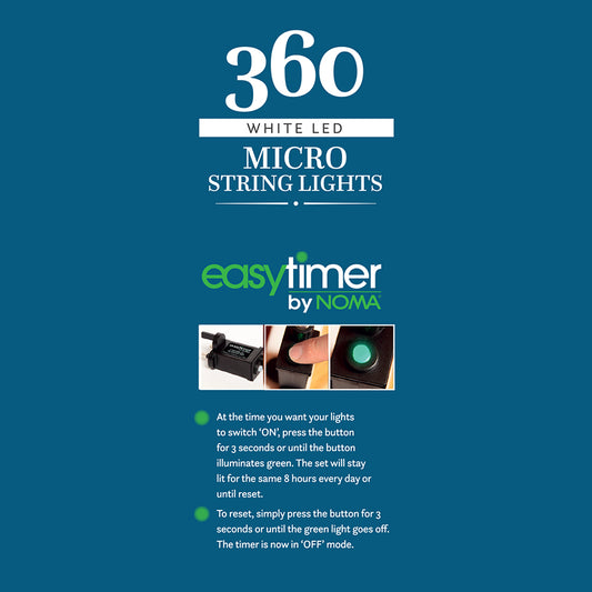 360 White Micro String Lights with Green Cable