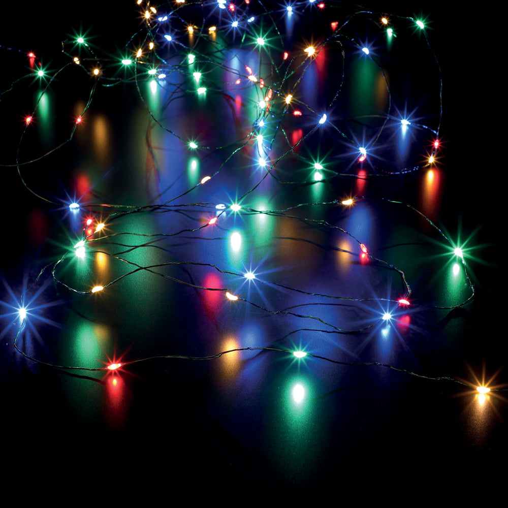 360 Multicolour Micro String Lights With Green Cable