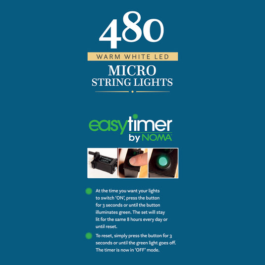 480 Warm White Micro String Lights With Green Cable