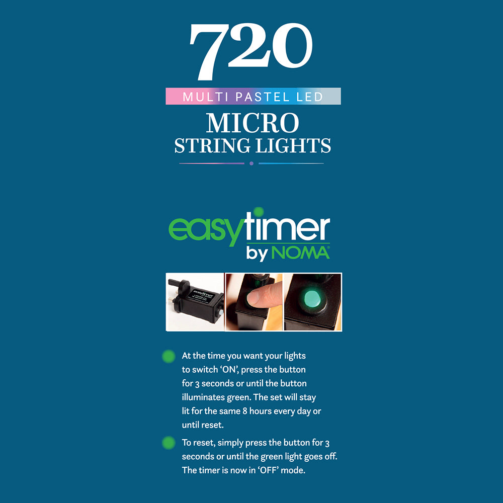 720 Pastel Micro String Lights with Green Cable