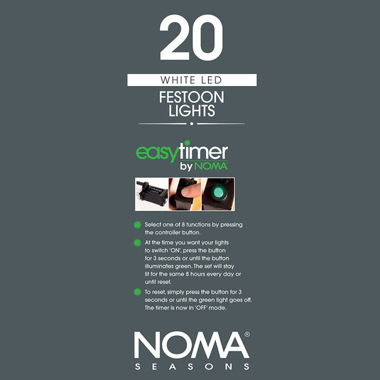 20 White Traditional Festoon Lights With Black Cable