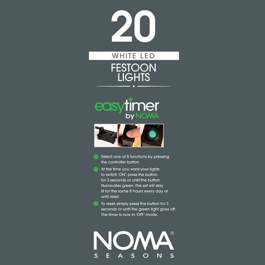 20 White Traditional Festoon Lights With Black Cable