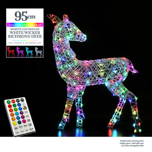 1m Colour Changeable White Richmond Deer - 140 LEDs