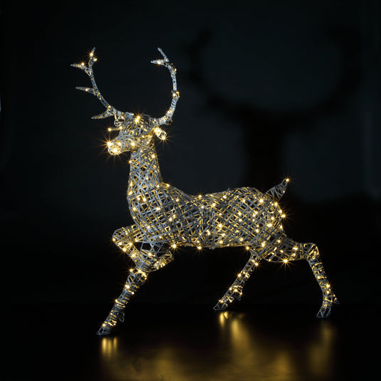1.4m Grey Duo Bulb Rattan Woburn Stag - 300 LEDs