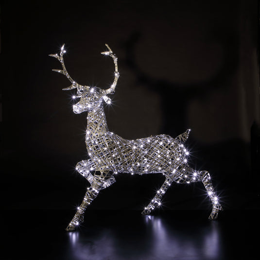 1.4m Grey Duo Bulb Rattan Woburn Stag - 300 LEDs
