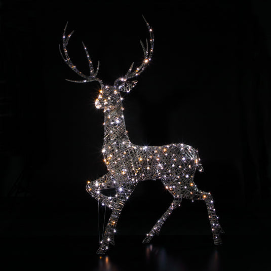 2m Grey Rattan Highland Stag - 320 LEDs