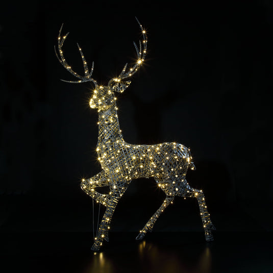 2m Grey Rattan Highland Stag - 320 LEDs