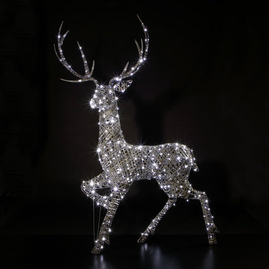 2m Grey Rattan Highland Stag - 320 LEDs
