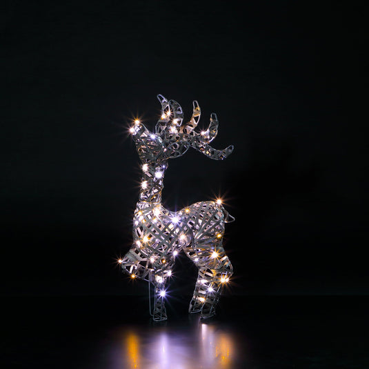 66cm Grey Rattan Tatton Standing Stag - 80 LEDs