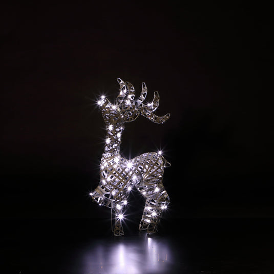66cm Grey Rattan Tatton Standing Stag - 80 LEDs