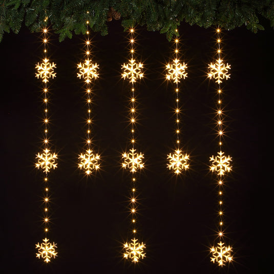 Snowflake Wire Curtain Light - 234 Warm White LEDs