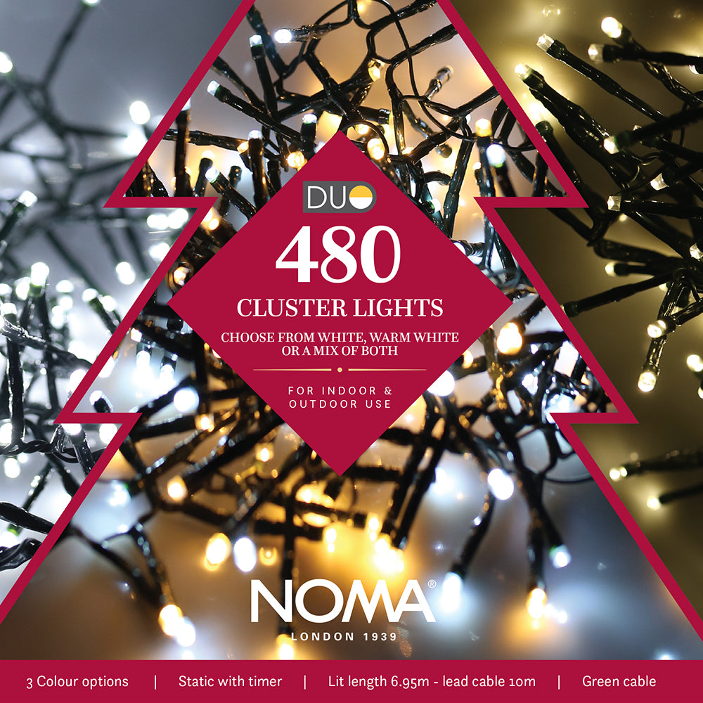 480 Duo Bulb Cluster Lights with Green Cable
