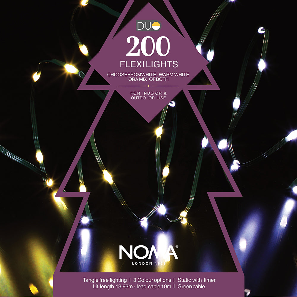 200 Duo Bulb Flexi Wire Lights With Green Cable