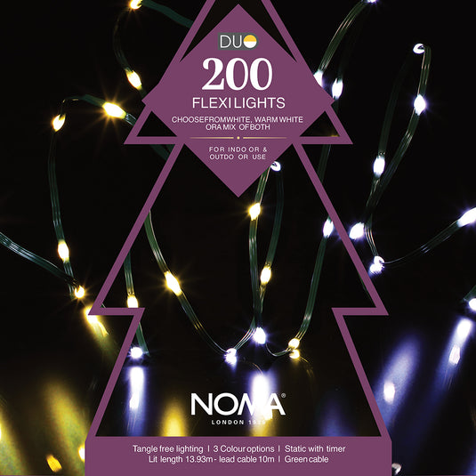 200 Duo Bulb Flexi Wire Lights With Green Cable