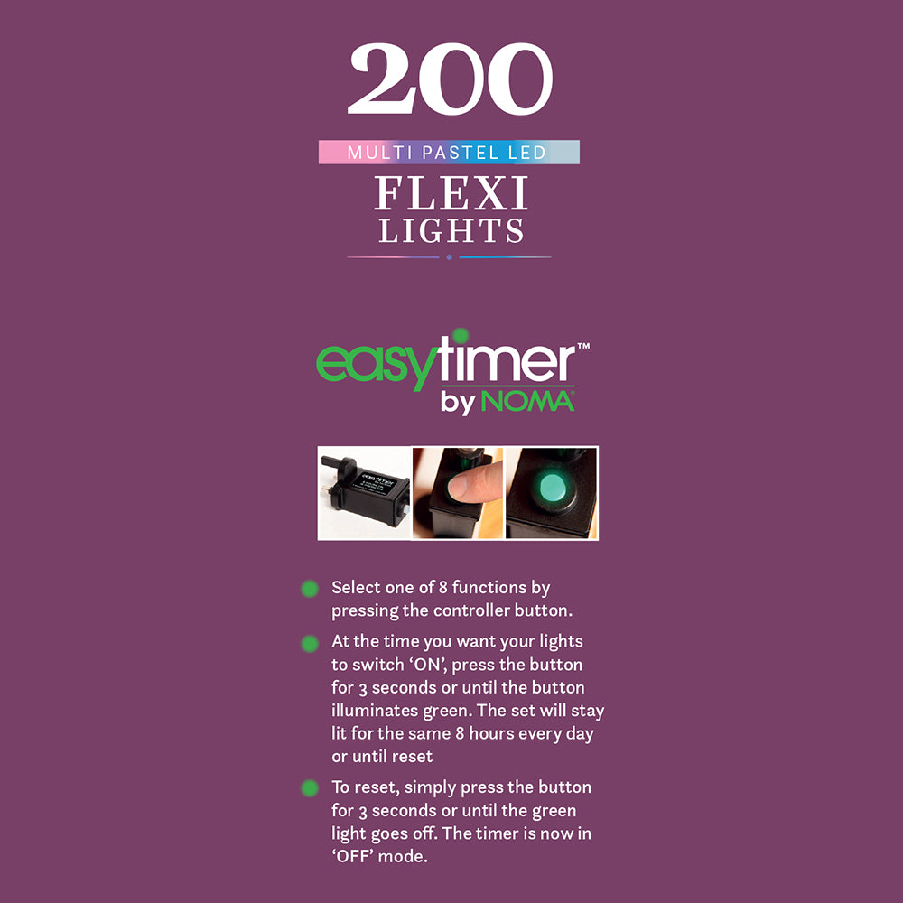 200 Pastel Flexi Wire Lights with Clear Cable