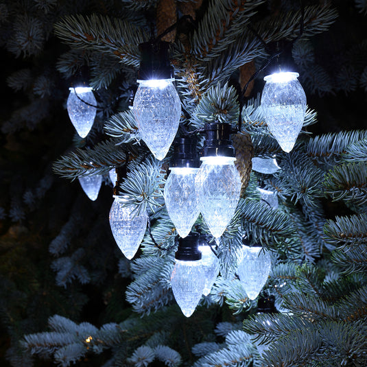 20 White Large Facetted Cone Lights