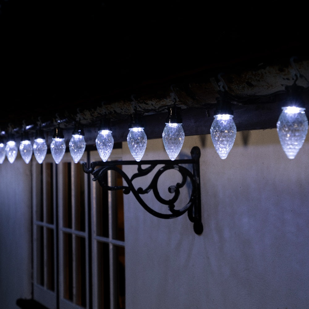 20 White Large Facetted Cone Lights