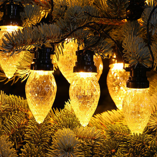 20 Warm White Large Facetted Cone Lights