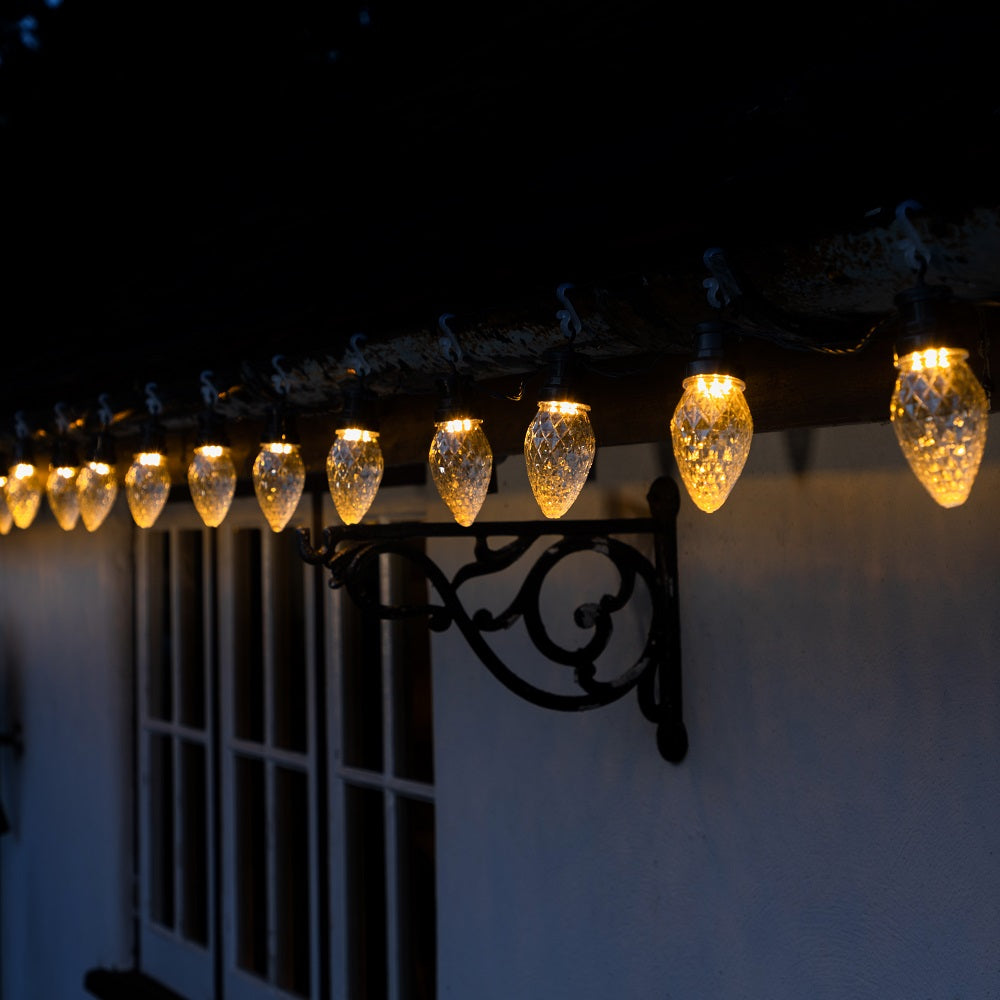 20 Warm White Large Facetted Cone Lights