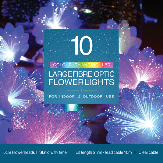 10 Colour Changing Large Flower Fibre Optic String Light