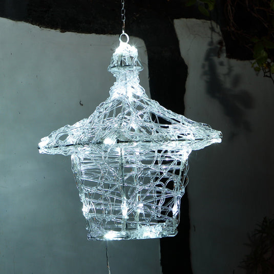 35cm Spun Acrylic Dickensian Hanging Lantern - 40 White LEDs