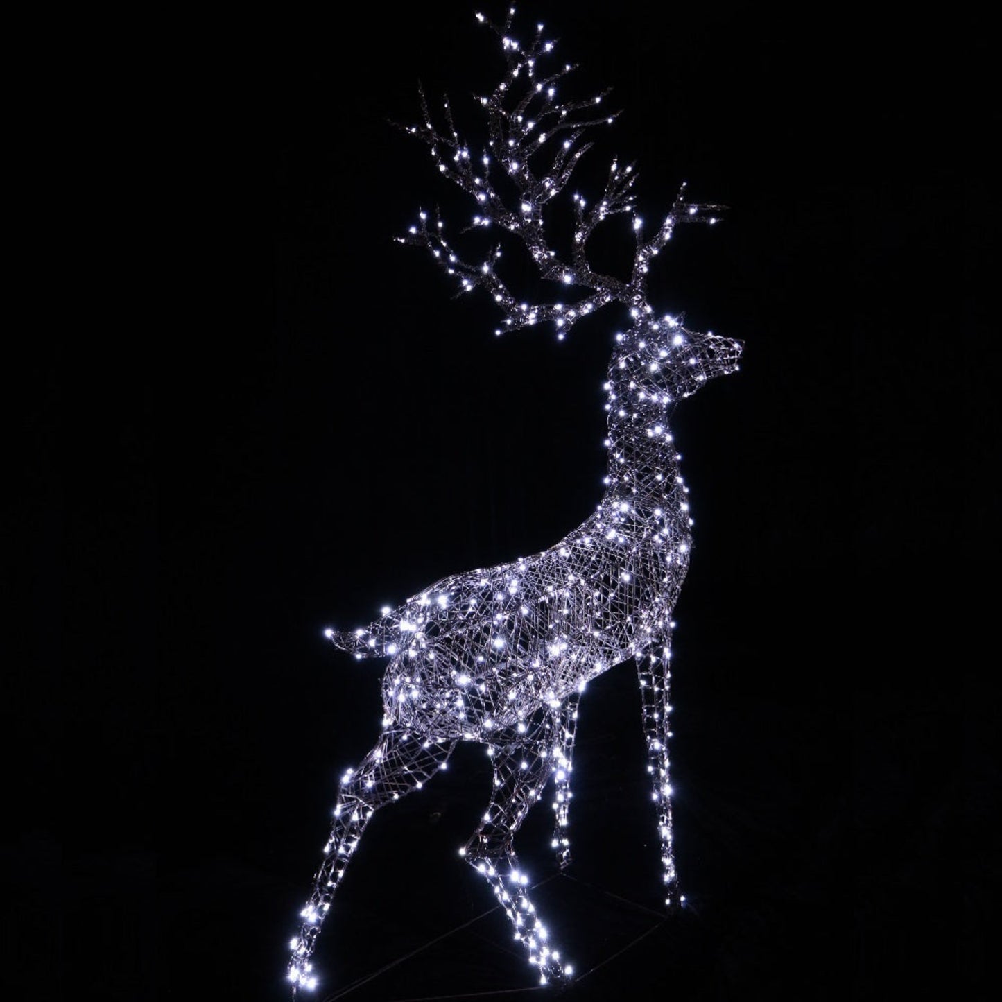 2.4M Duo Bulb Brown Wicker Standing Stag