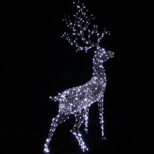 2.4m Duo Bulb Brown Wicker Standing Stag