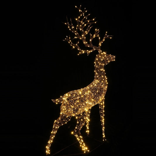 2.4M Duo Bulb Brown Wicker Standing Stag