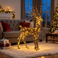 1.3M Brown Wicker Standing Stag with Branch Antlers