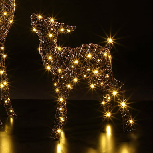 80cm Brown Wicker Dear and Fawn - 180 Flexi Wire LEDs