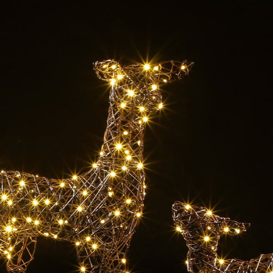 80cm Brown Wicker Dear and Fawn - 180 Flexi Wire LEDs
