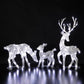 60cm White Twine Two Dimensional Deer Family - 85 LEDs