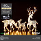 60cm White Twine Two Dimensional Deer Family - 85 LEDs