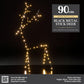 90cm Black Metal Stick Deer - 75 Warm White LEDs
